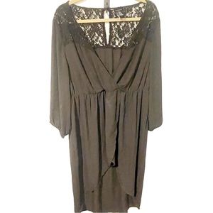 Torrid‎ Plus Size 2X Black Lace Inset Faux Wrap Chiffon Resort Dress Goth